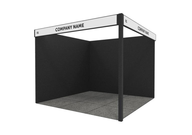 3 by 3 metre booth